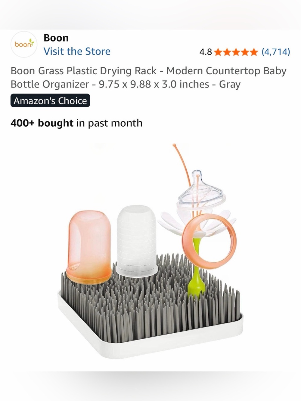 Baby Bottle Gray Grass Drying Rack - Countertop Bottle & Accessory Organizer